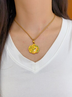 古法黄金包银吊坠女款醒狮吊坠