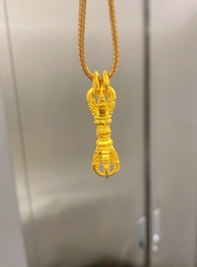 金包银吊坠金刚杵女款锁骨毛衣链