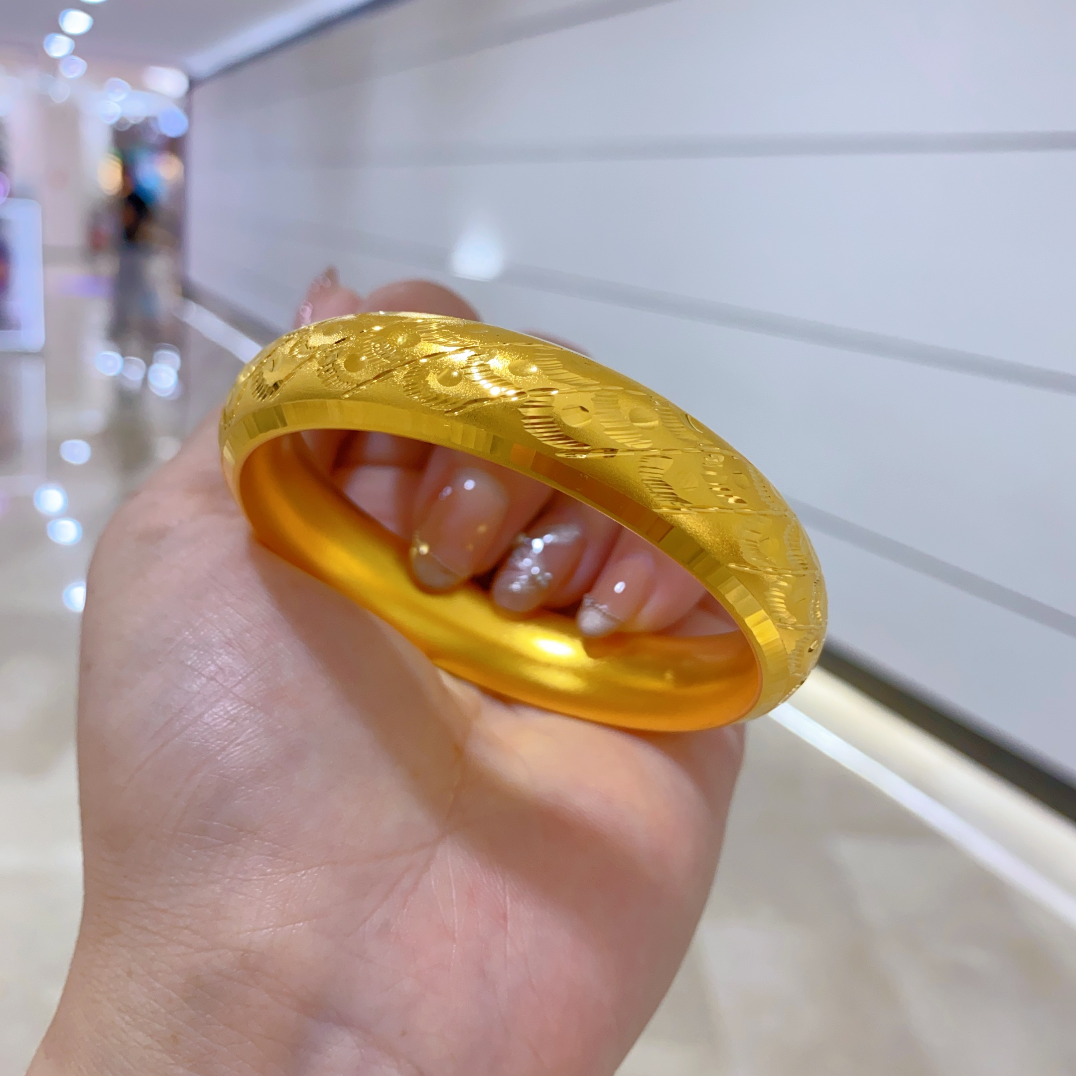 金包银手镯女新款古法亮面车花精致小众轻奢闭口镯子时尚百搭定制 - 图2