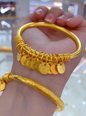 绕丝锤纹实心十全十美黄金手镯