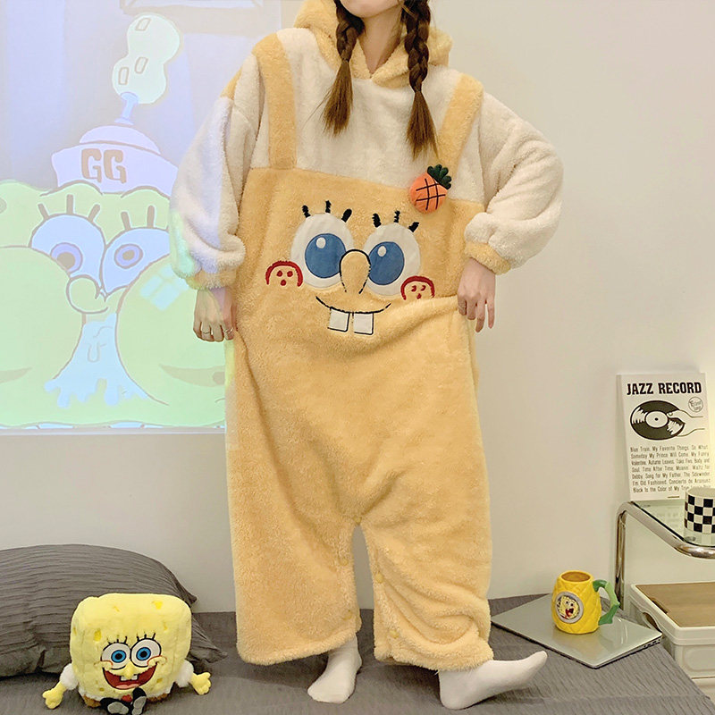 连体冬季款珊瑚绒加绒可爱天睡衣 斐序睡衣/家居服套装