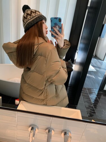 aaaaxbbb 中央大街随游 连帽羽绒服女中长款加厚保暖面包服外套冬 - 图3