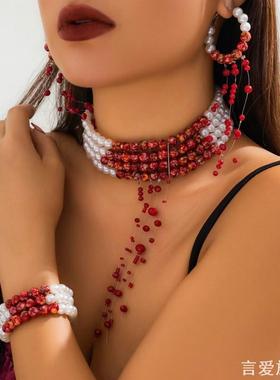 万圣节项链哥特风流血滴吸血鬼