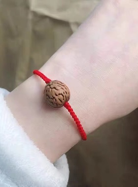 野生桃核本命年大人宝宝红手绳子桃胡手链篮子