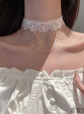 黑白潮韩国脖颈气质仿钻