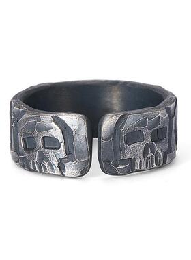 银色手工锻造百鬼夜行骷髅戒指男