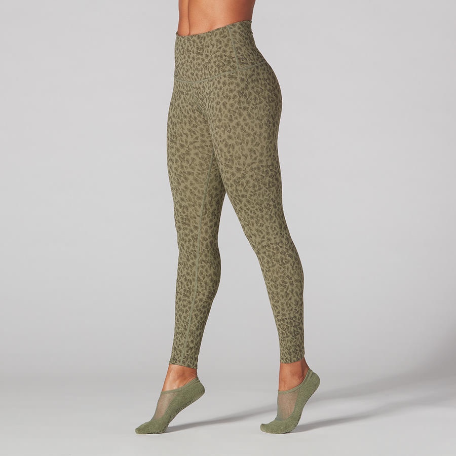 Bottoms High Waisted 7/8 Tight Olive Leopard瑜伽裤 - 图0