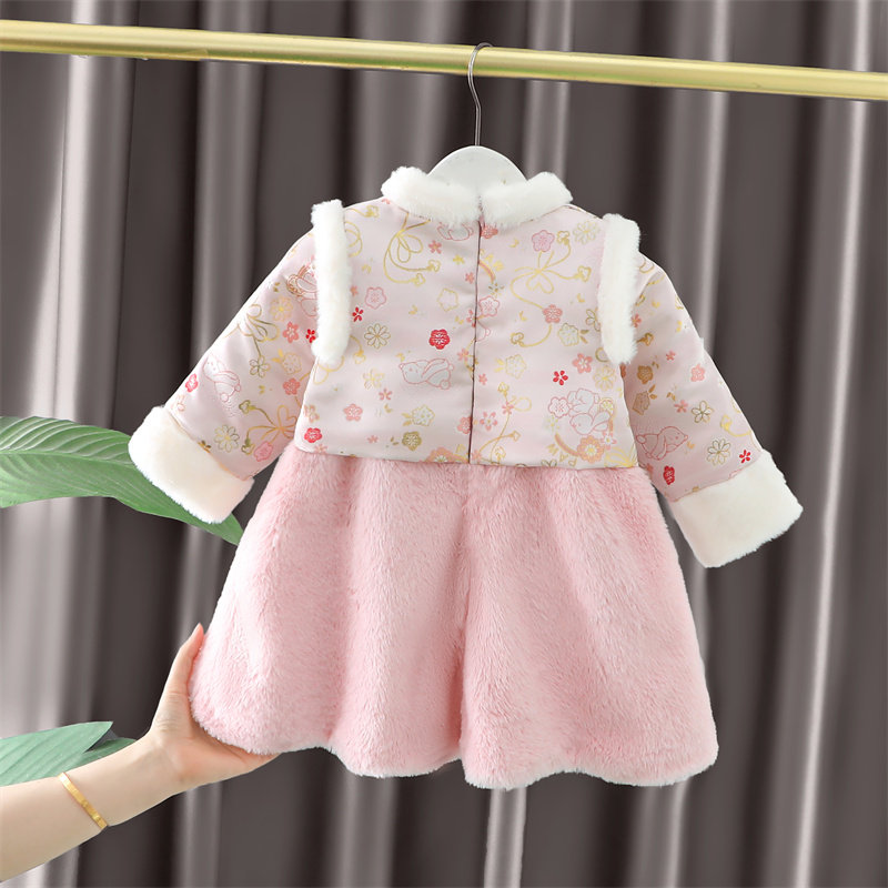 女童连衣裙秋冬季2025新款宝宝儿童冬装中式加厚拜年汉服公主裙子,淘宝优惠券,粉丝福利购,淘宝优惠卷