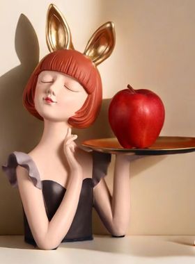 中式茶几桌面创意收纳入户玄关客厅金属托盘女孩轻奢高档装饰摆件