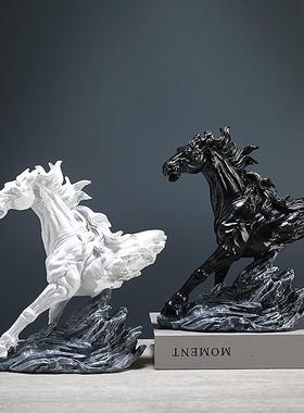 新中式公司开业大吉礼物高档大气上档次马装饰摆件招财镇宅办公桌