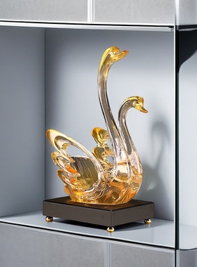 新款水晶天鹅红酒架装饰工艺品摆件斜放一对轻奢高档高级感客厅