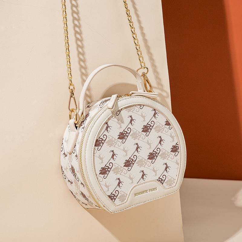 真维斯官方旗舰店真维斯包包女秋新款潮小众设计复古手提圆包链条单肩斜挎包女2