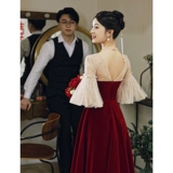 Летнее бордовое вечернее платье, элегантное свадебное платье, изысканный стиль, подходит для подростков