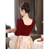 Вечернее платье, демисезонный модный элегантный лонгслив, свадебное платье, юбка, квадратный вырез, изысканный стиль