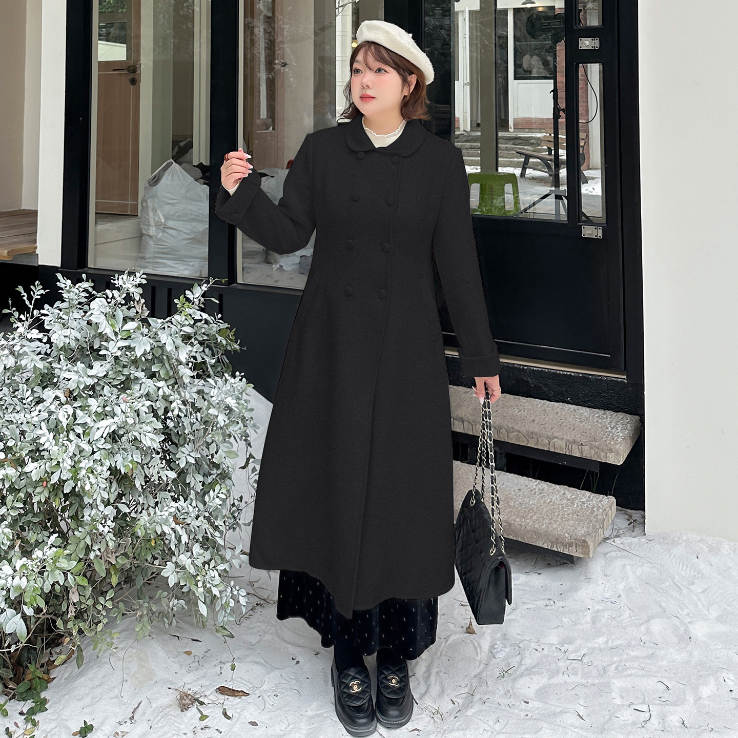 2025冬季新款大码女装胖MM赫本风羊毛双面呢保暖大衣女毛呢外套,淘宝优惠券,粉丝福利购,淘宝优惠卷