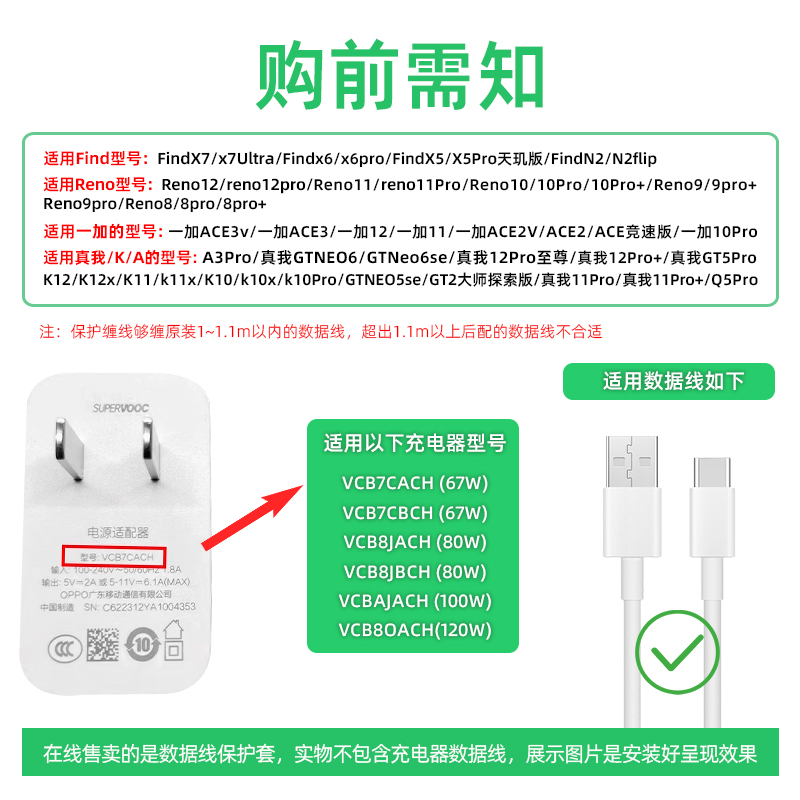 适用OPPOfindx7/reno11 12数据线保护套A3pro一加ace3充电线防折 - 图0