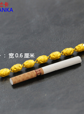镀黄金空心可刻字久不掉色珠项链