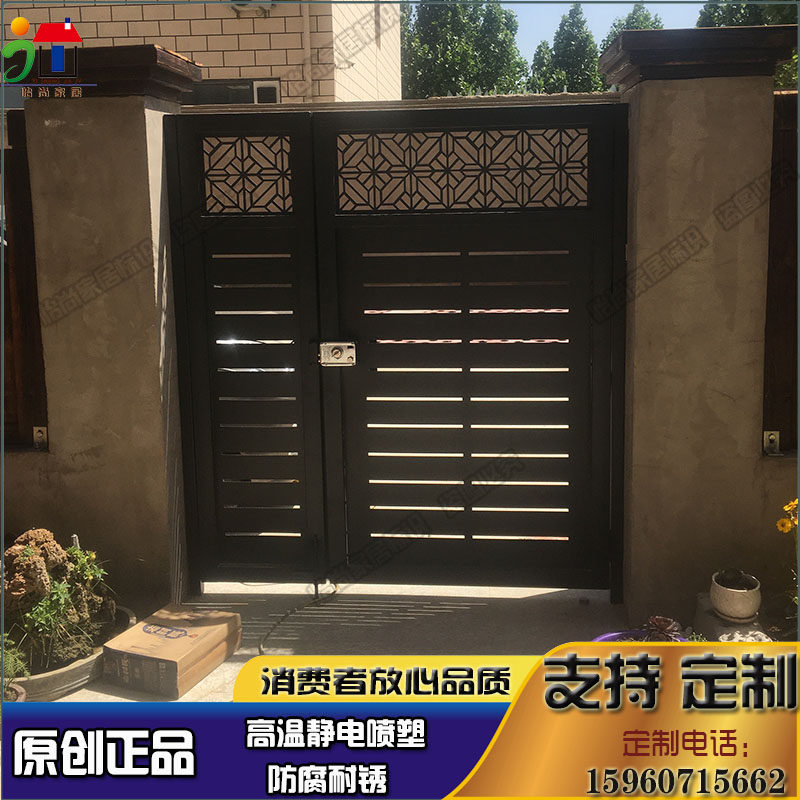 铁艺门不锈钢门庭院大门花园门双开门民宿门新中式庭院门定制门_虎窝淘