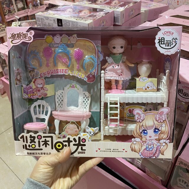 Free shipping, Jasmine, leisure time, Zulisa, childhood girl, double bed, makeup table, simulation of a family toy gift