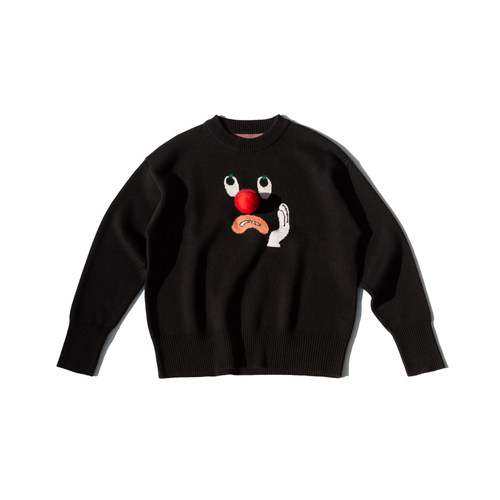 Studio1till8 “心事系列”牙痛表情宽松设计感黑色毛衣女冬季 - 图3