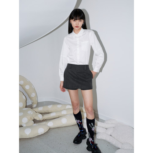 Studio1till8 8 拼接设计感女士衬衣纯棉通勤风方领衬衫女秋季 - 图2