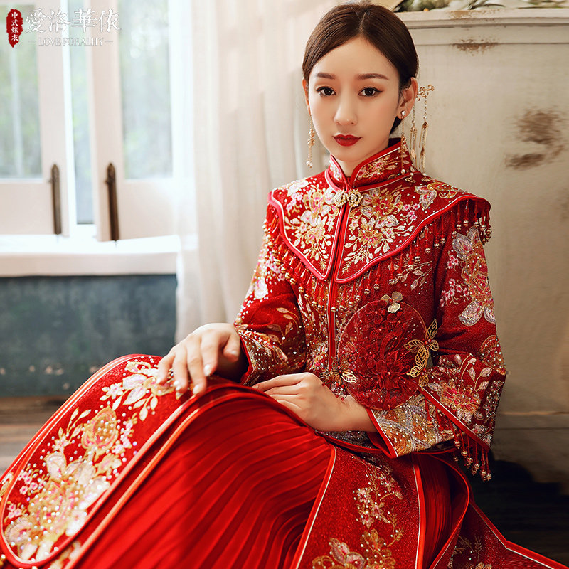 秀禾服新娘2020新款秋冬结婚敬酒服 爱洛华依旗袍