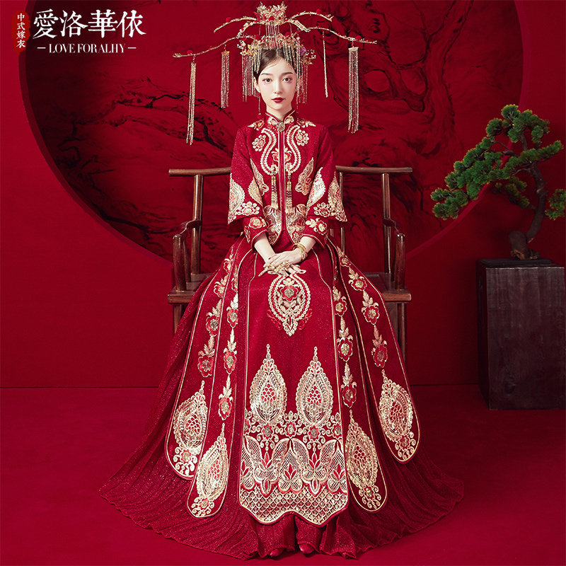 秀禾服新娘2021新款冬季加棉敬酒服 爱洛华依旗袍