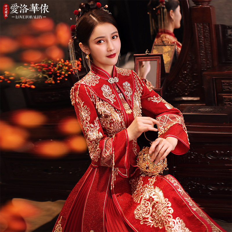 秀禾服新娘2020新款秋冬中式敬酒服 爱洛华依旗袍