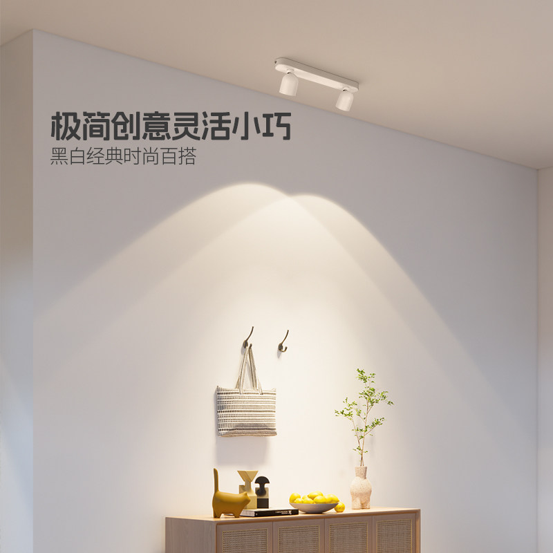 双头明装射灯可调角度led家用防眩吸顶式筒灯卧室走廊过道洗墙灯,淘宝优惠券,粉丝福利购,淘宝优惠卷