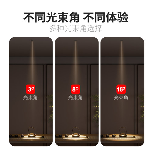 迷你一束聚光小射灯酒柜展示柜3°/8/15小角度拇指牛眼灯开孔35mm - 图2