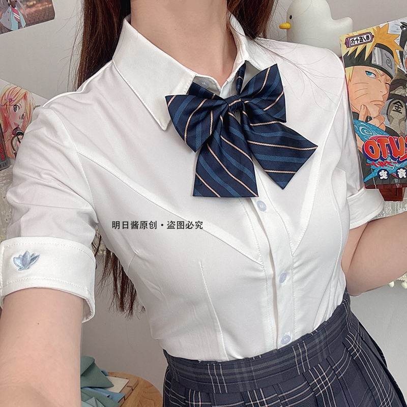 垫底辣妹同款领结免打条纹深色平角蝴蝶结jk衬衣校园明日同学 - 图0