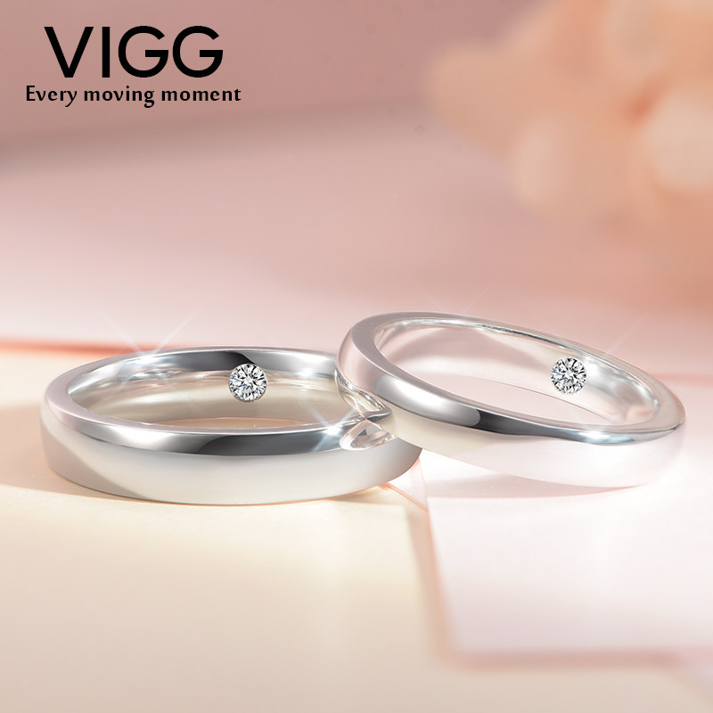 纯银一对男女镶施华洛世奇情侣戒指 vigg戒指/指环