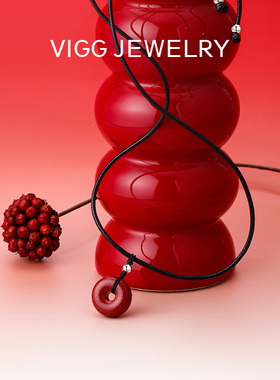 VIGG朱砂扣项链女2025年新中式挂坠安可拉红毛衣链男女本命年挂绳