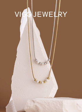 VIGG微笑pasta项链女纯银小众锁骨链2025年新款简约时尚百搭配饰