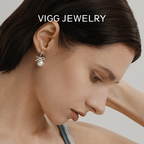 VIGG半蝶耳环女纯银珍珠耳钉2026年新款潮高级感蝴蝶结轻奢耳饰品 - 图1