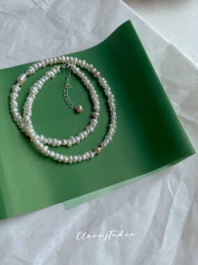 法式混搭感天然小叠片项链