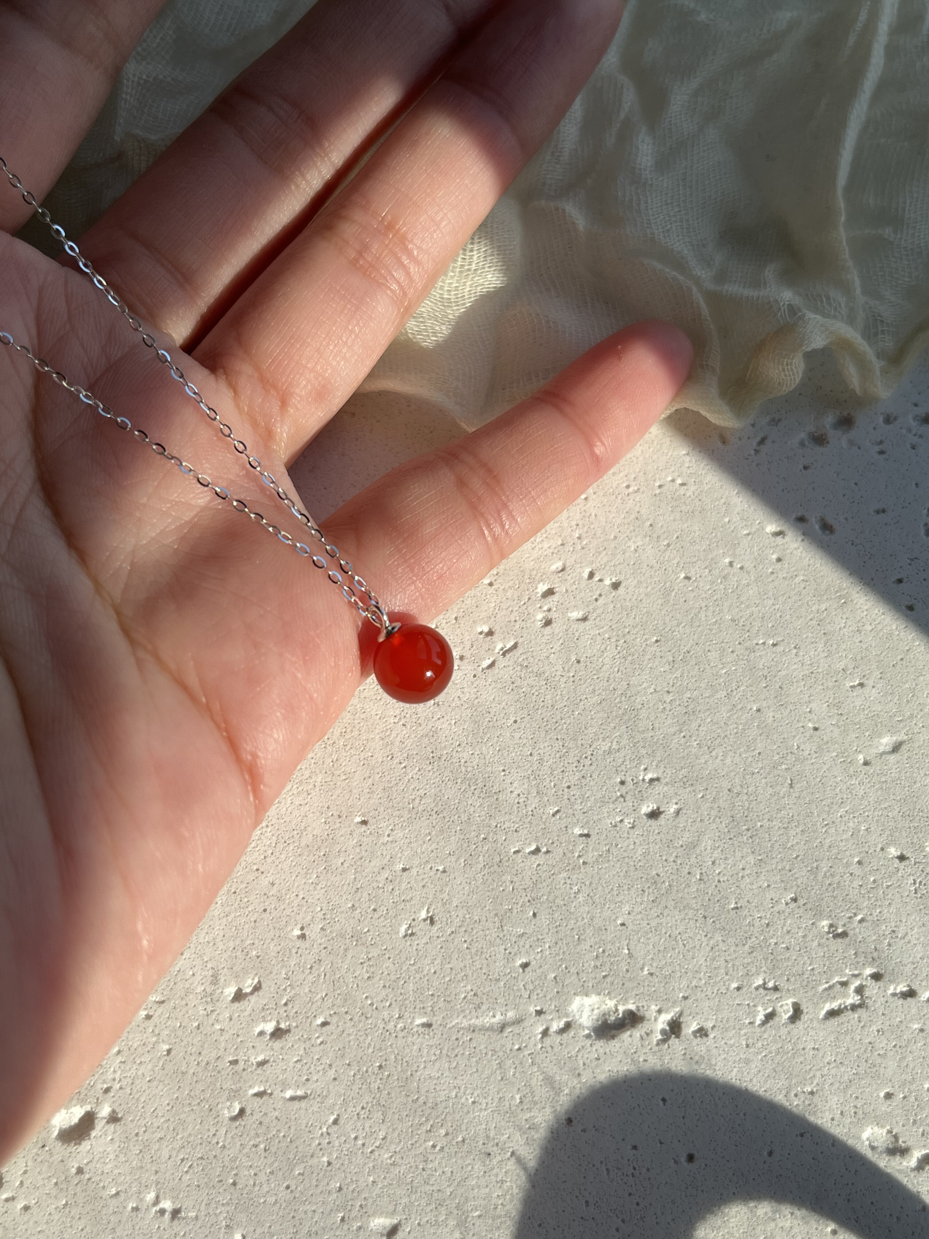 基础款天然红玛瑙吊坠项链纯银新中式新年本命年复古简约锁骨链,淘宝优惠券,粉丝福利购,淘宝优惠卷