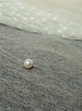 简单一颗天然珍珠锁骨链纯银