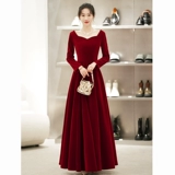 Вечернее платье, демисезонный бордовый бархатный лонгслив, большой размер, коллекция 2023