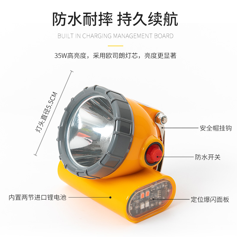 安全帽防爆矿灯60小时煤矿工专用井下强光潜水充电波迈特防水头灯 - 图0