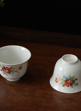 日月堂民国粉彩茶杯花卉老物件