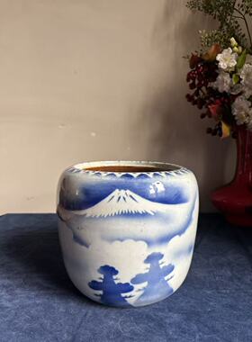 日月堂 晚清青花瓷小画缸 案头一缸青花藏着百年风雅古玩收藏摆件