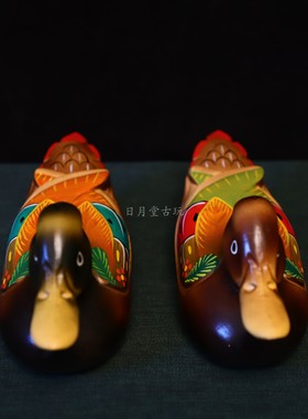日月堂 解放老木雕鸳鸯 木雕动物鸳鸯古玩古董收藏老物件案头摆件