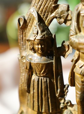 日月堂 VINTAGE 中古士兵烛台 英国欧洲油灯纯铜摆件古董古玩收藏