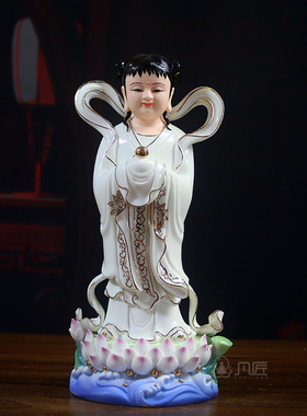 陶瓷善财童子童玉女佛像供奉