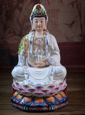 佛像手绘观世音菩萨供奉德化陶瓷