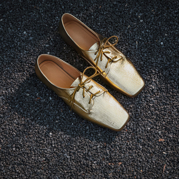 女士时尚2026年春季新款方头平底系带小皮鞋气质深口真皮单鞋,淘宝优惠券,粉丝福利购,淘宝优惠卷