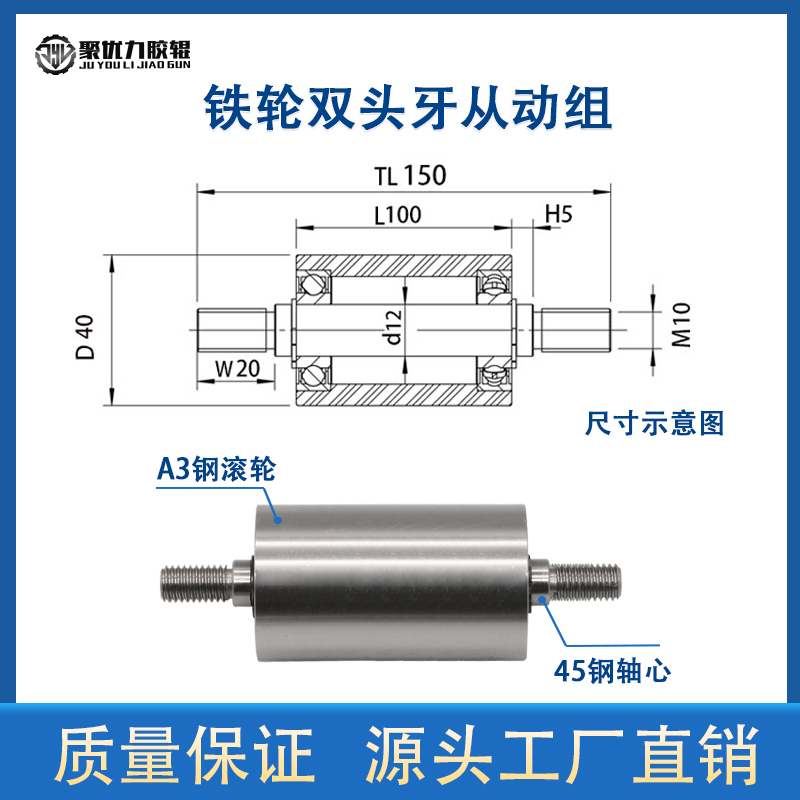 带双头牙轴心滚筒平皮带用惰轮双轴承滚轮砂带机无动力从动轮现货 - 图1