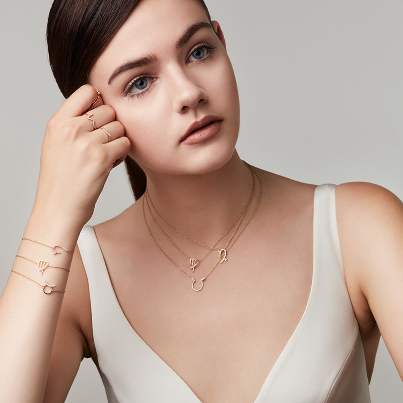 hefang处女座18k金钻石女高档吊坠 HEFANG Jewelry颈饰