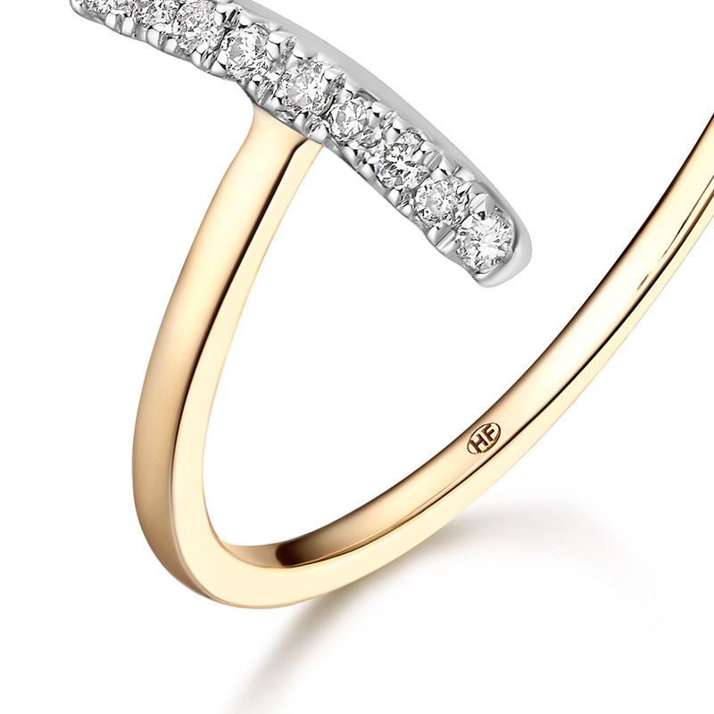 hefang双子座18k金钻石女高档指环 HEFANG Jewelry手饰
